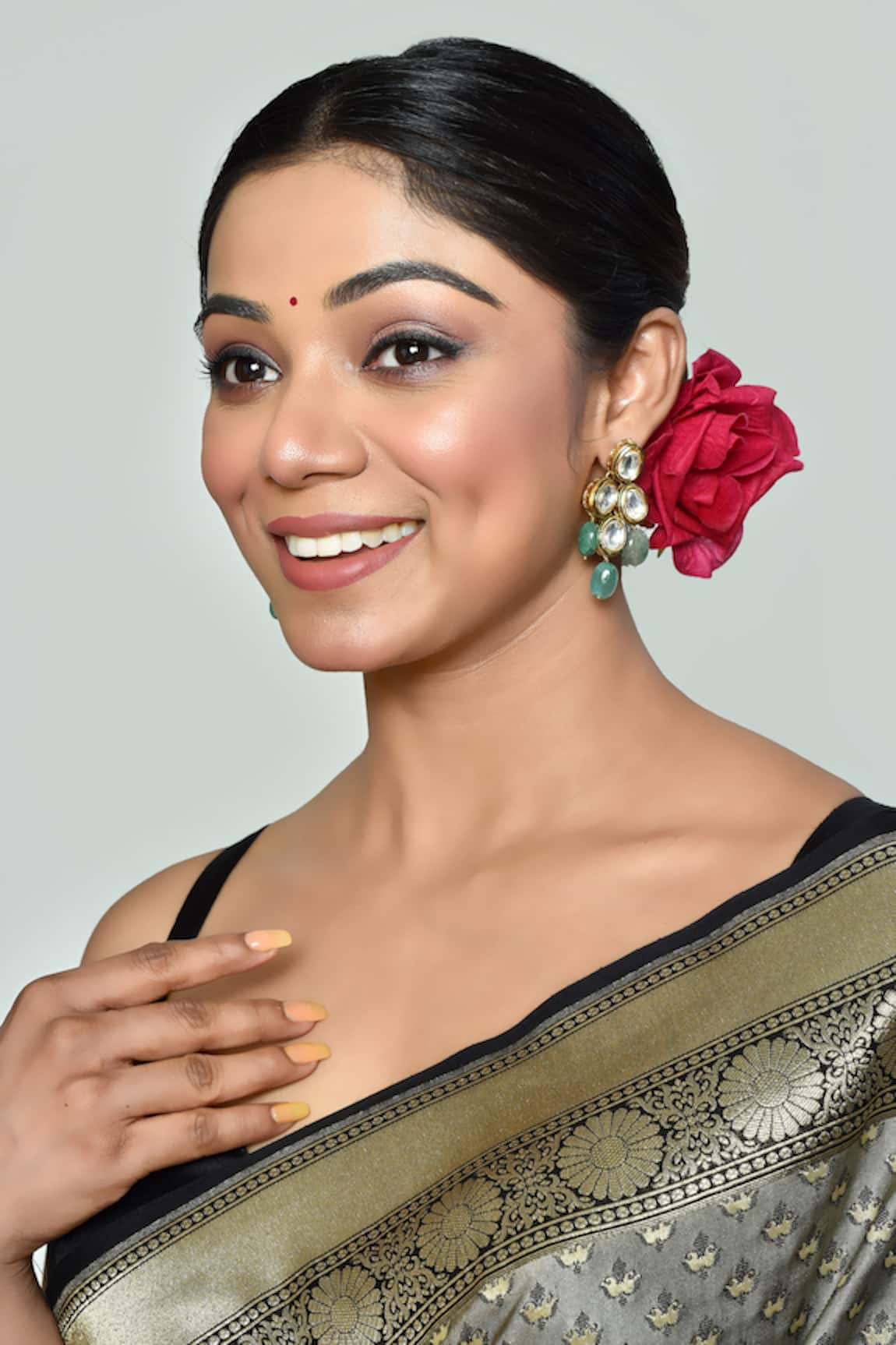 Just Shradha's Drop Pattern Embellished Earrings