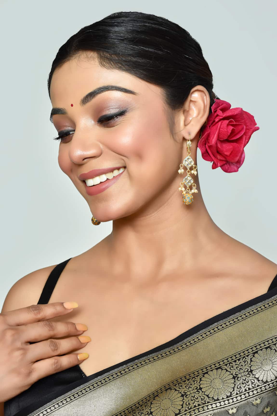 Just Shradha's Floral Pattern Embellished Earrings
