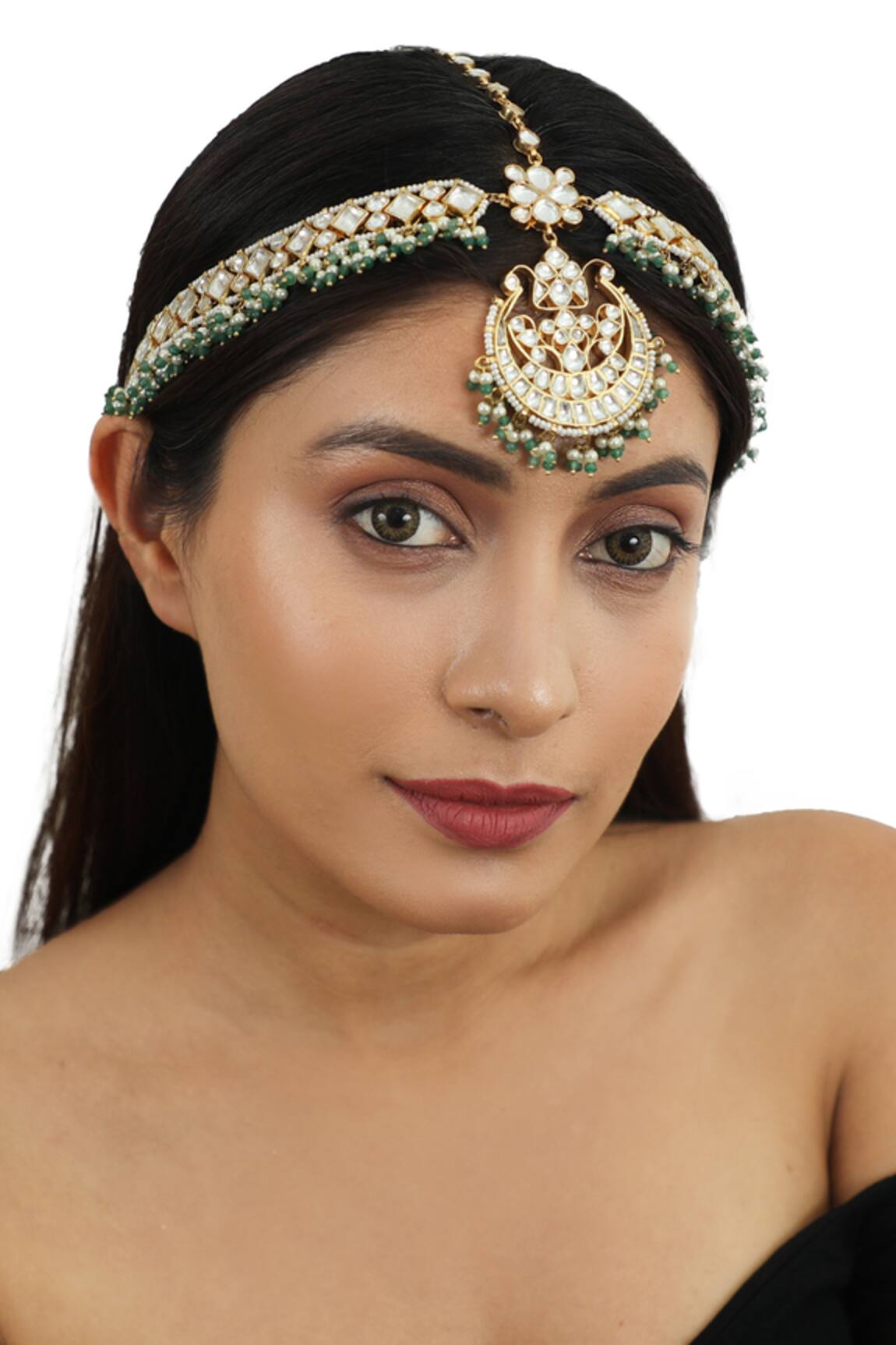 Riana Jewellery Stone Embellished Mathapatti 