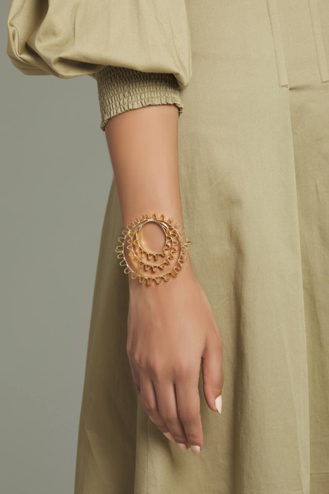 Eurumme Concentric Circular Carved Cuff Bracelet