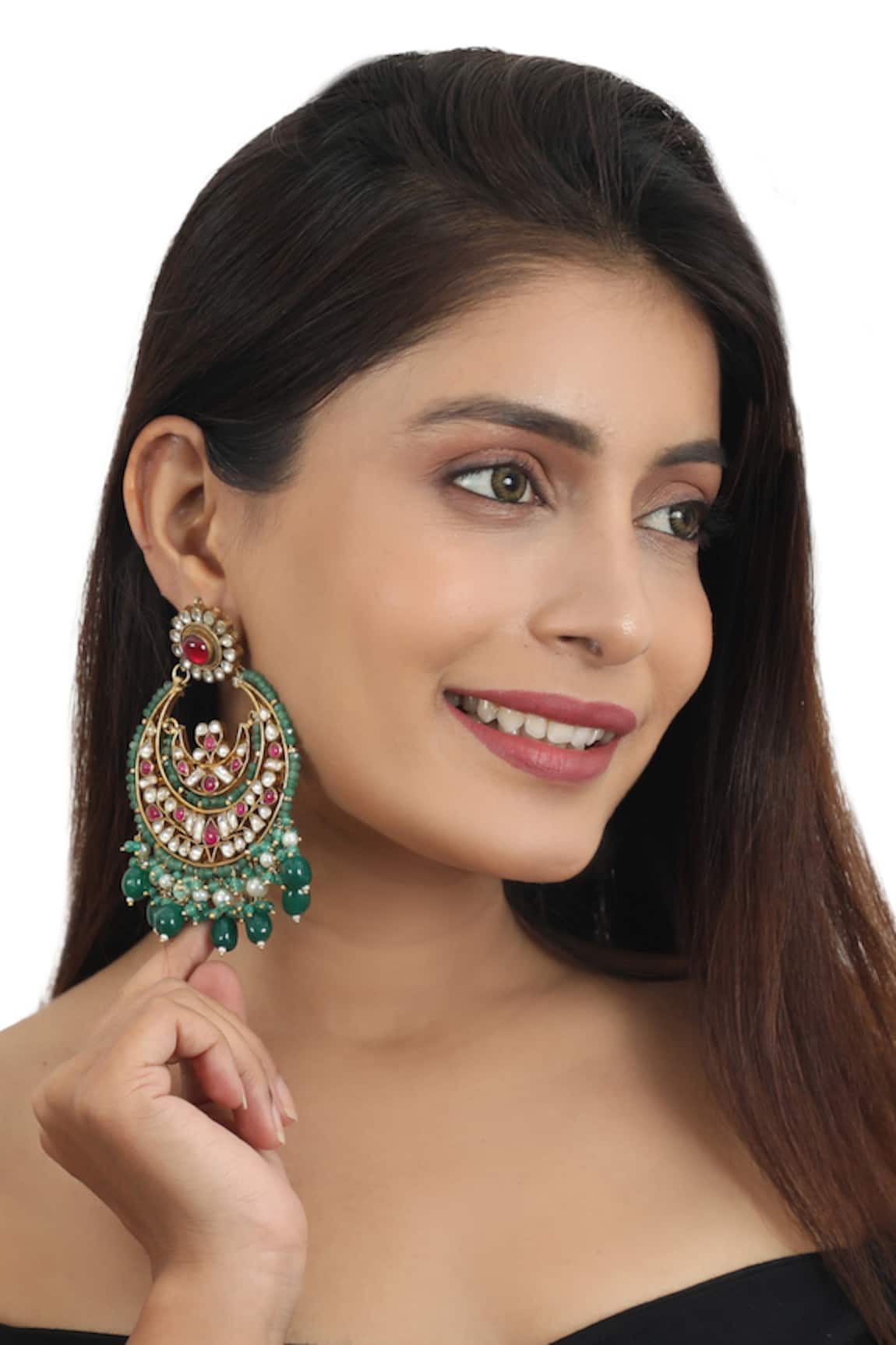 Riana Jewellery Stone Embellished Chandbalis 