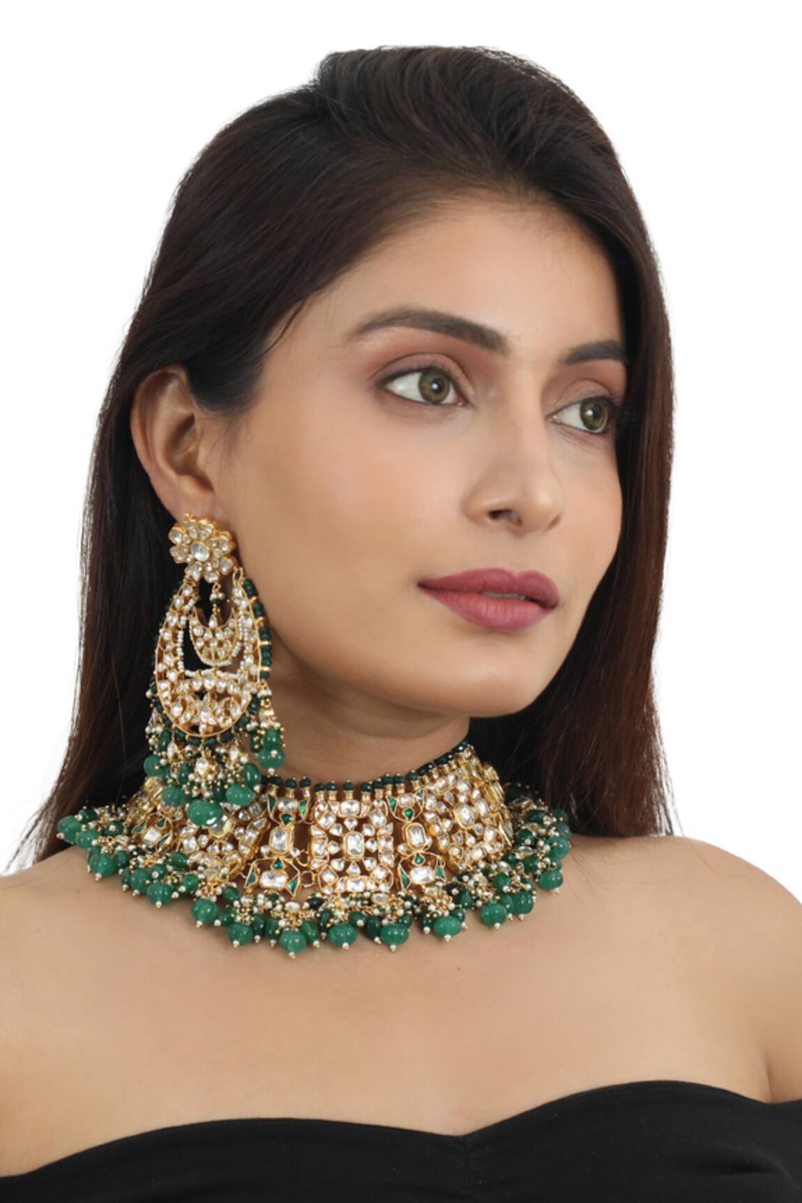 Riana Jewellery Geometric Stone Choker Set 