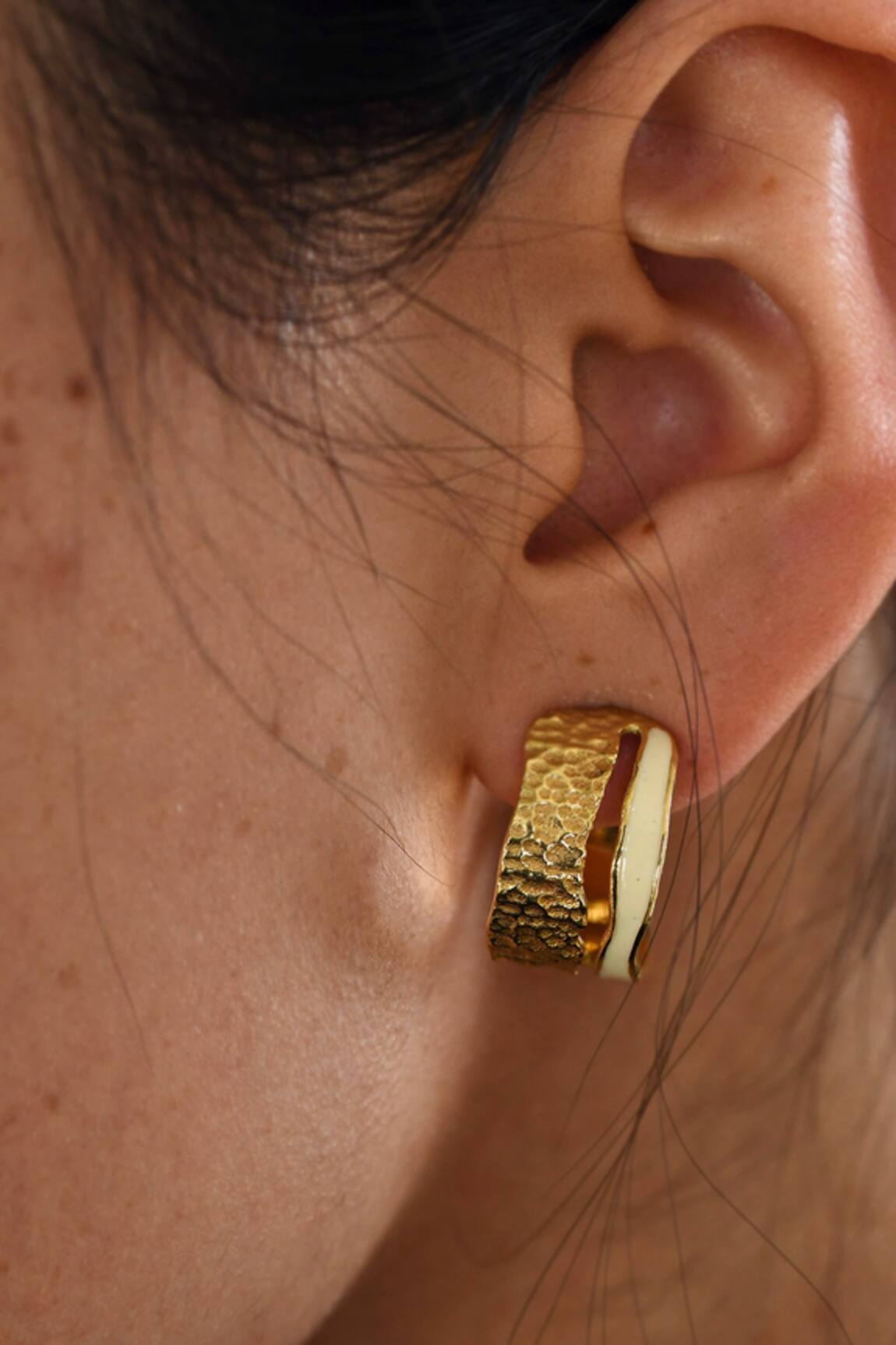 The Loom Art Brass Hoops