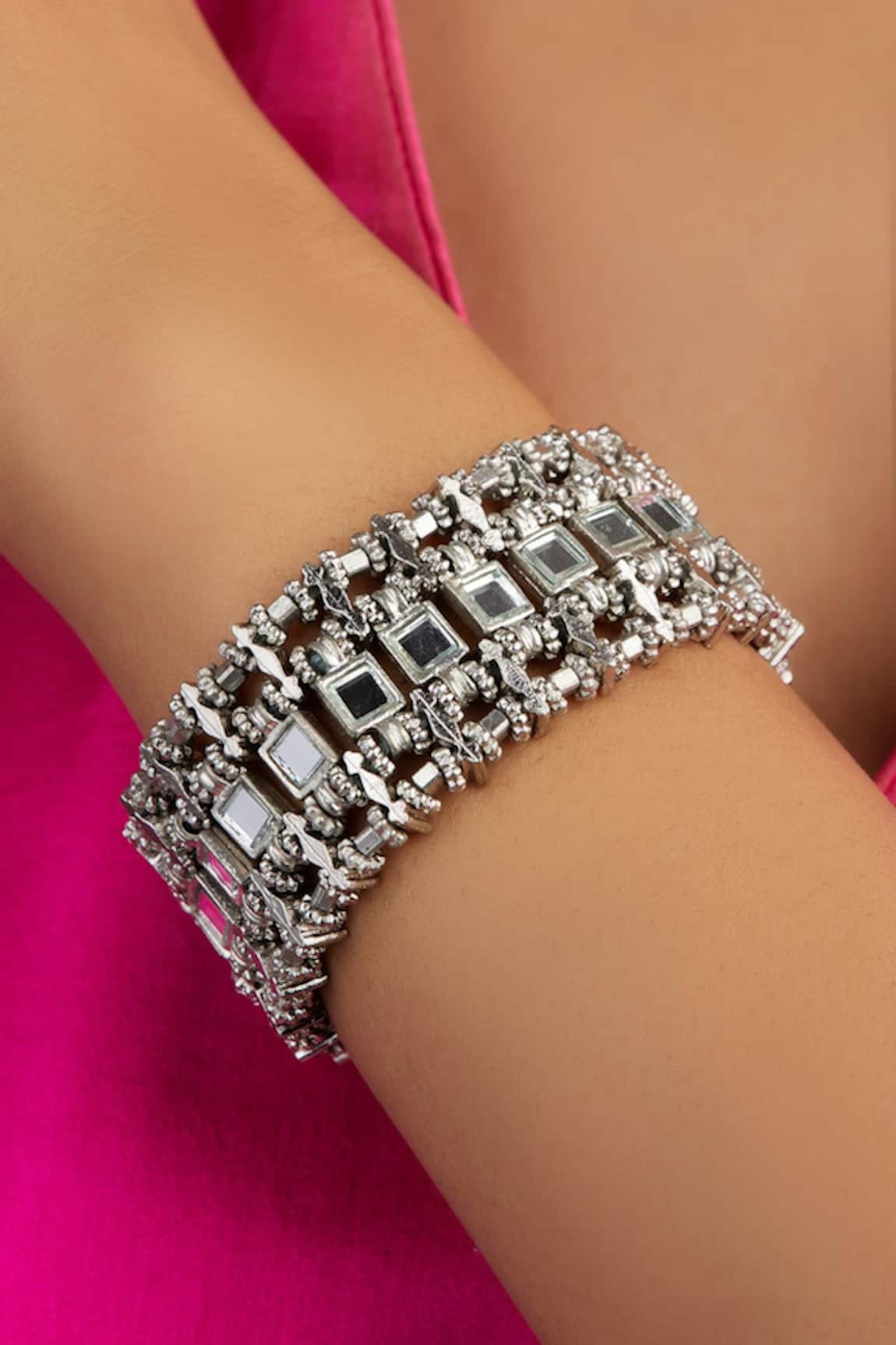 House Of Tuhina Teer Mirror Embellished Bracelet