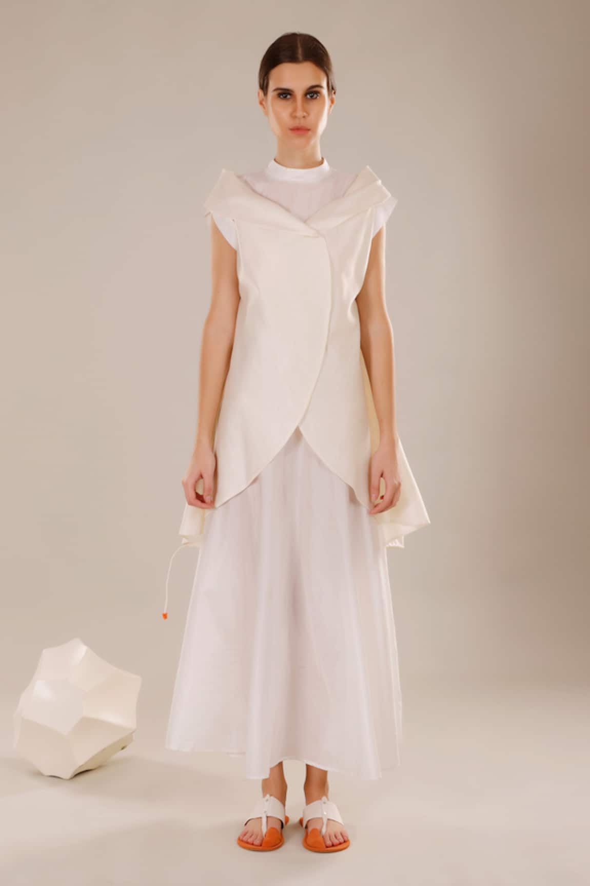 Dhi Silk Solid High Neck Dress