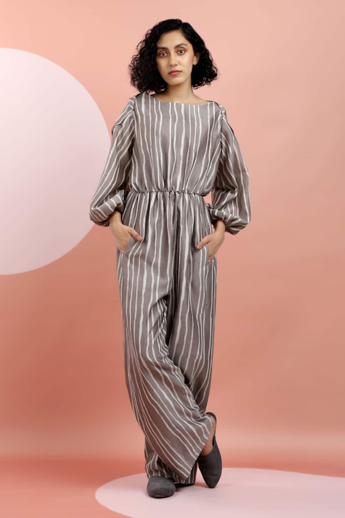 DHI Printed Striped Jumpsuit