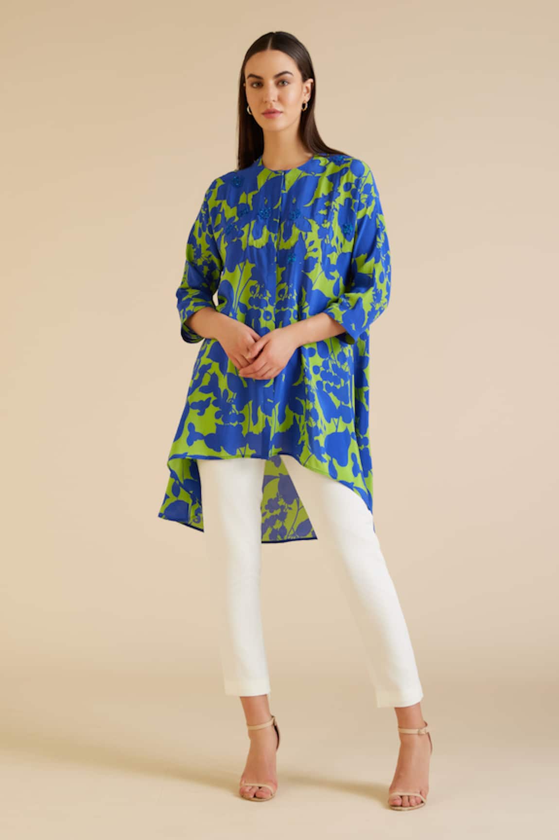 Pankaj & Nidhi Cleo Flower Print & Embellished Tunic
