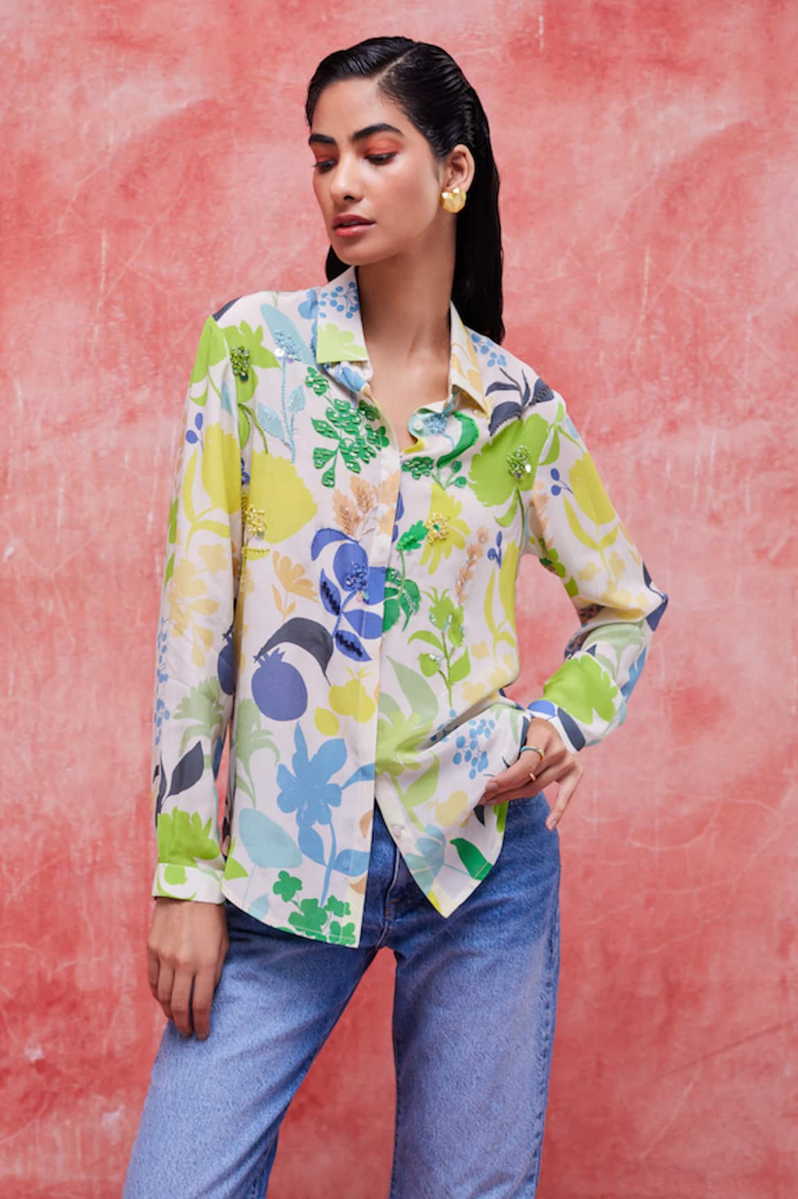 Pankaj & Nidhi Irene Floral Print Classic Shirt