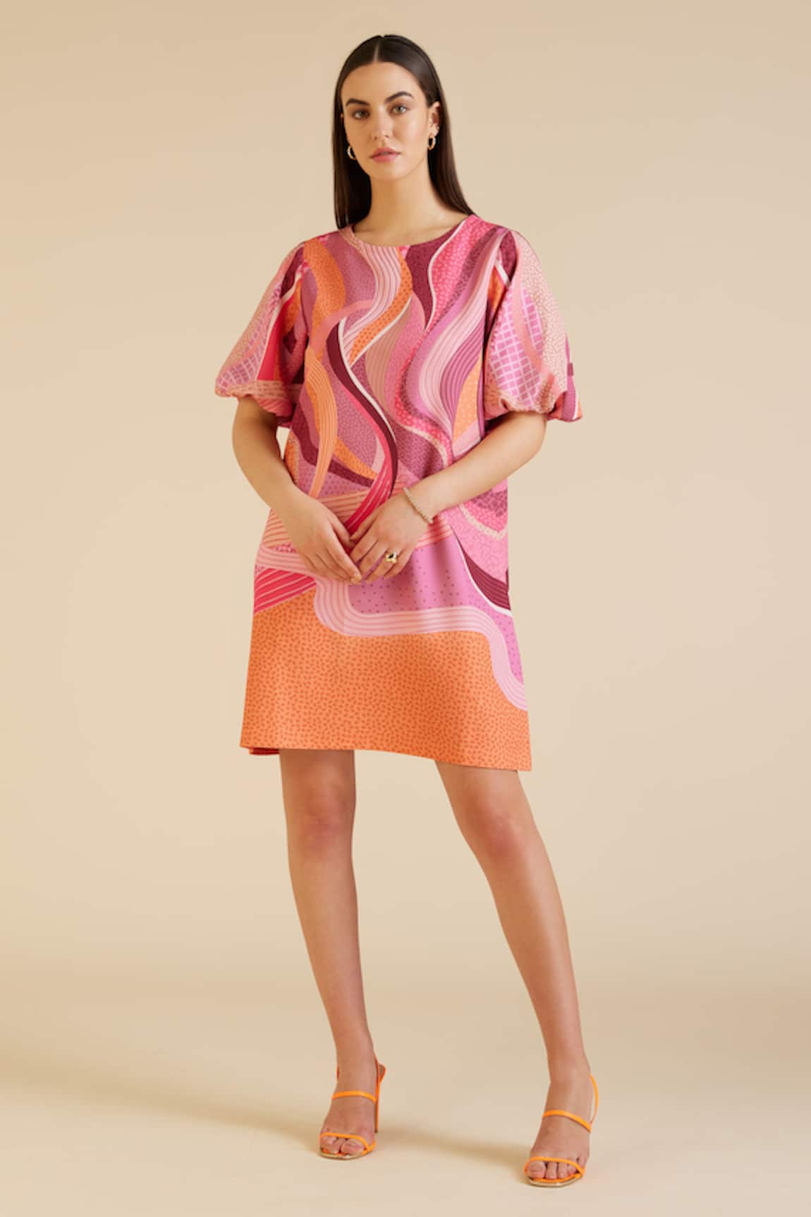 Pankaj & Nidhi Willa Printed Puff Sleeve Dress