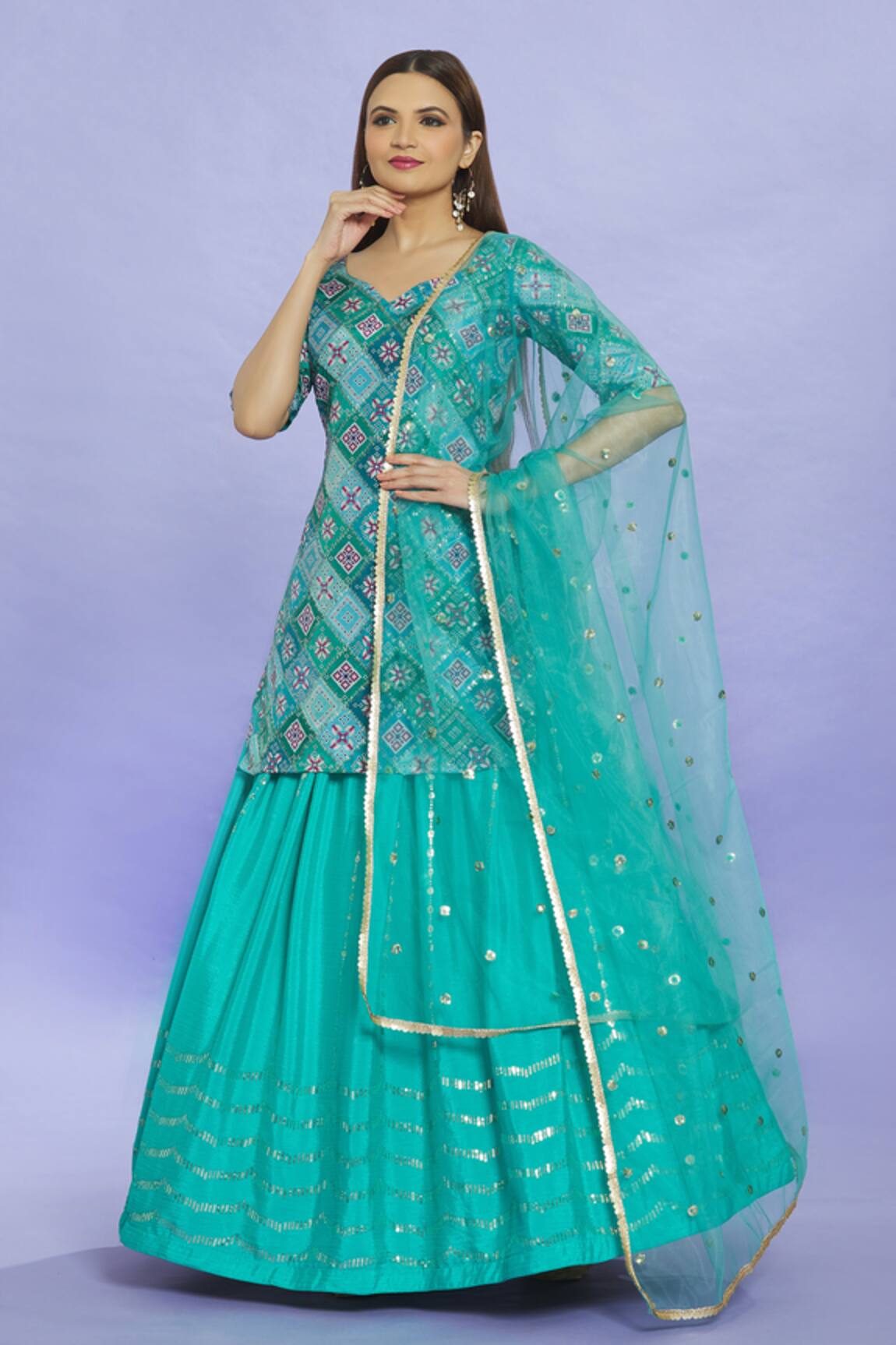 Nazaakat by Samara Singh Patola Pattern Kurta Lehenga Set