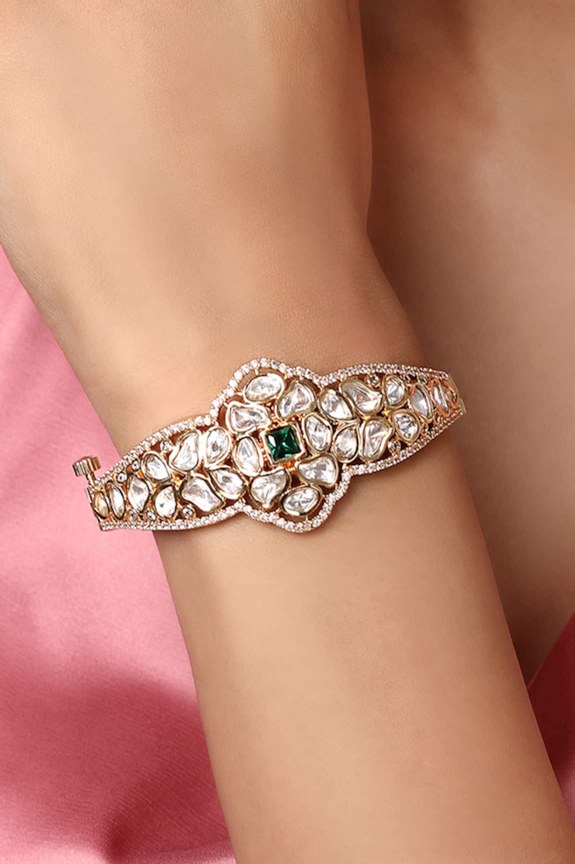 Hrisha Jewels Kundan Polki Embellished Bracelet