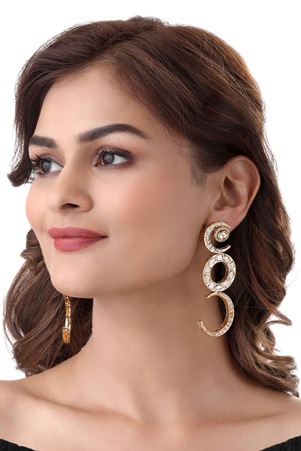 Hrisha Jewels Kundan Polki Embellished Earrings