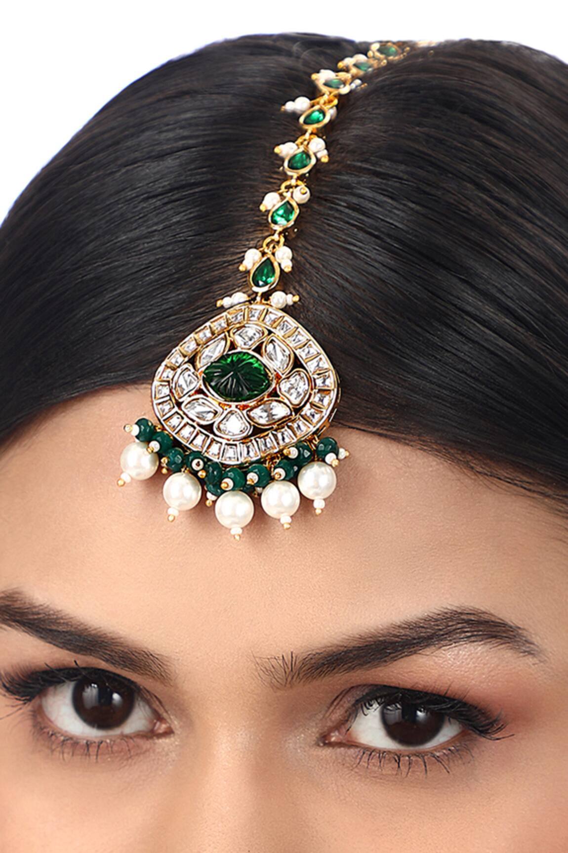 Hrisha Jewels Kundan Polki Studded Maagtikka