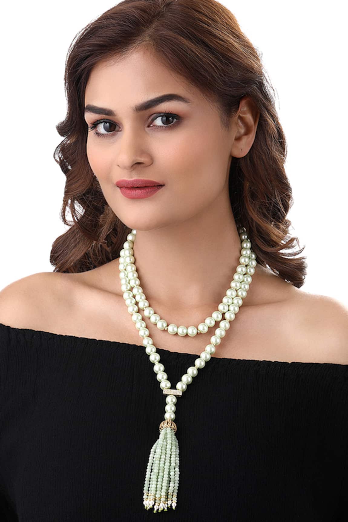 Hrisha Jewels Double Strand Pearl Long Necklace