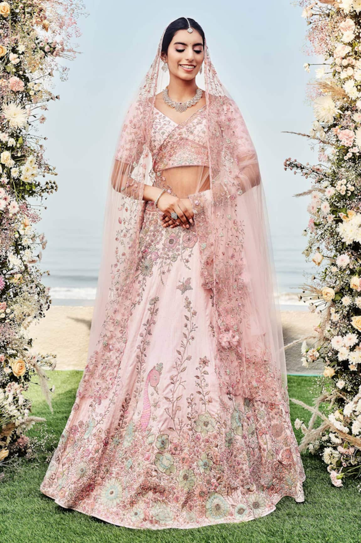 Sanjana Thakur Aari & Resham Embroidered Bridal Lehenga Set