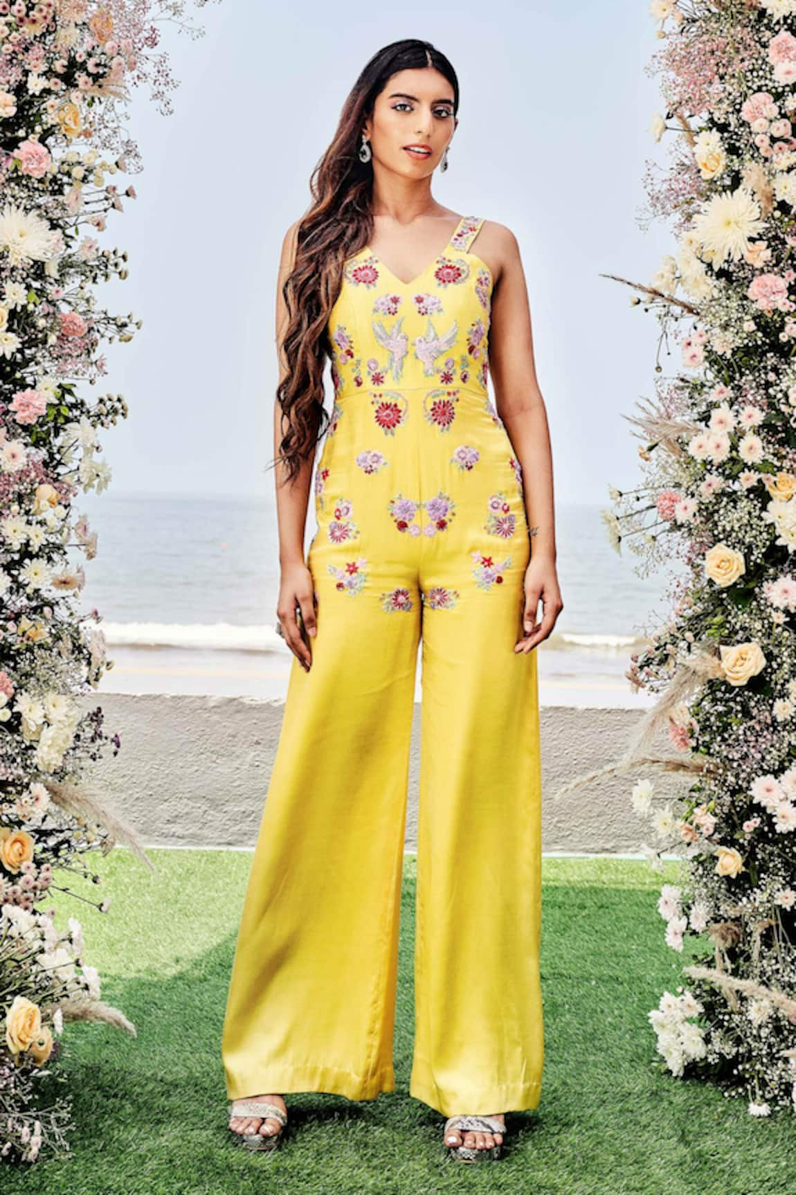 Sanjana Thakur Floral Zardozi Embroidered Jumpsuit