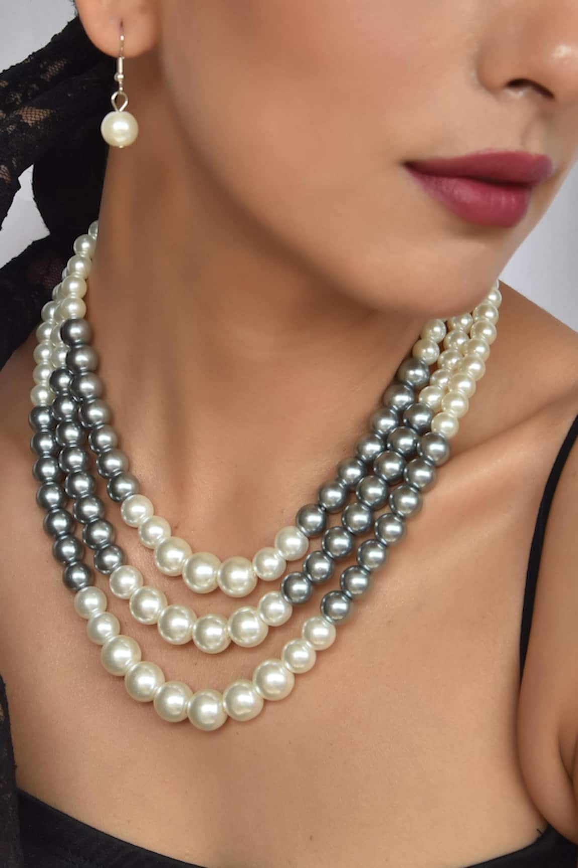 Gwacy Pearl Layered Necklace Set