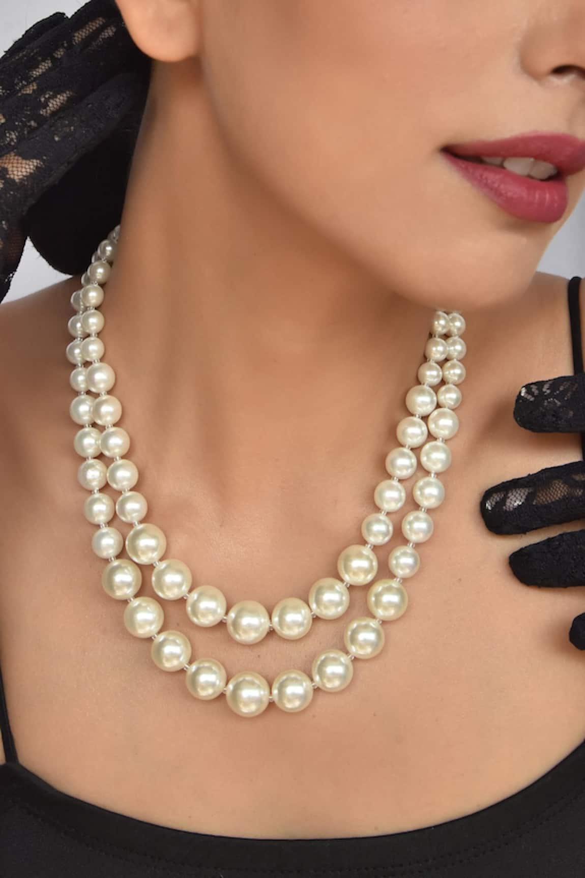 Gwacy Layered Pearl Necklace 