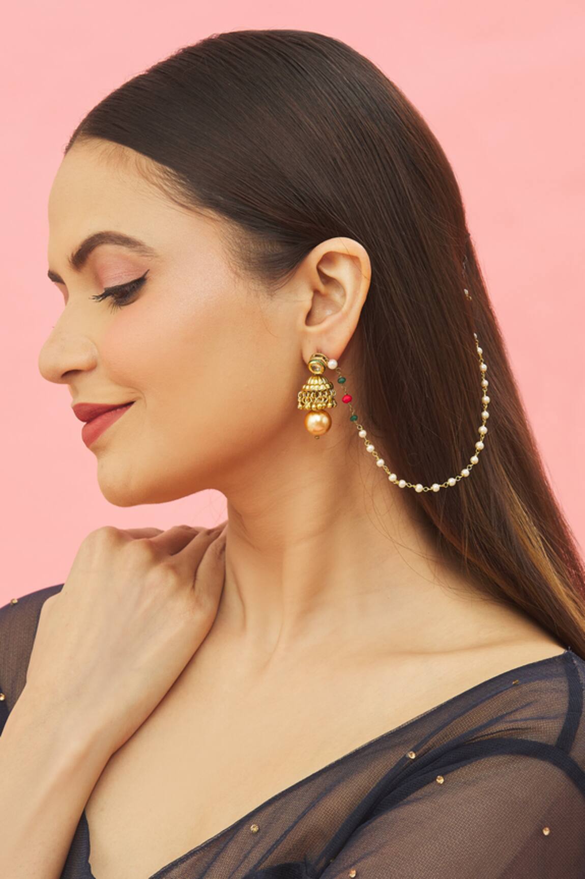 Kista Pearl Embellished Jhumkas