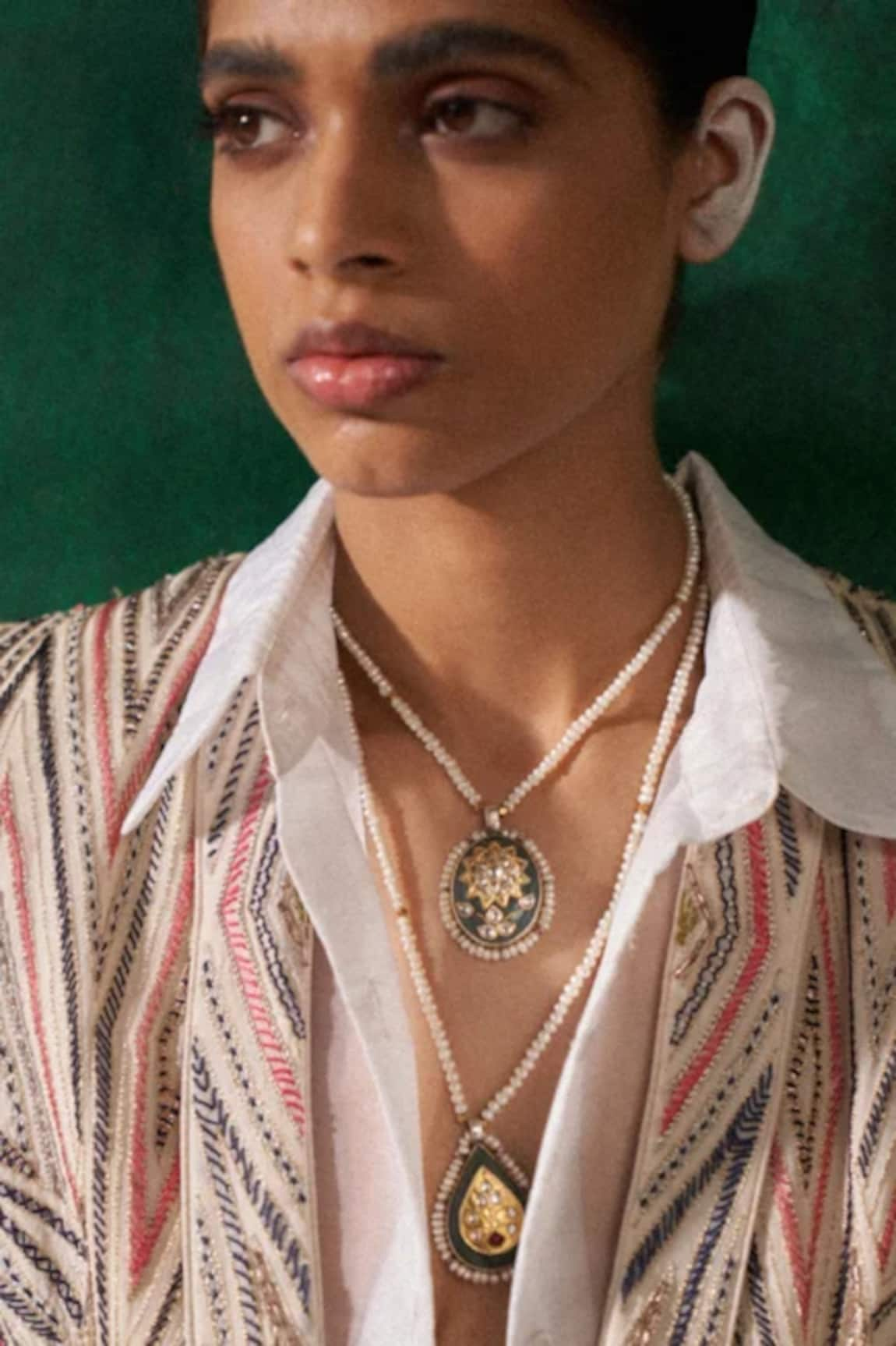 Sangeeta Boochra X Payal Singhal Sara Pendant Necklace With Pearl Chain