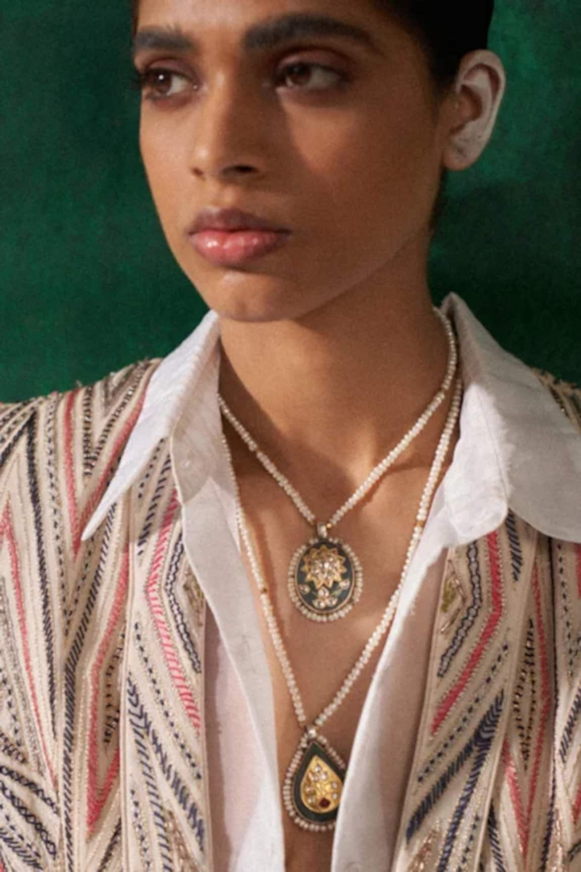 Sangeeta Boochra X Payal Singhal Rahmat Pendant Necklace With Pearl Chain