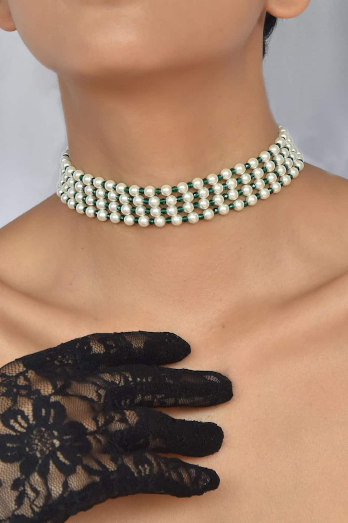 Gwacy Pearl Layered Choker Necklace