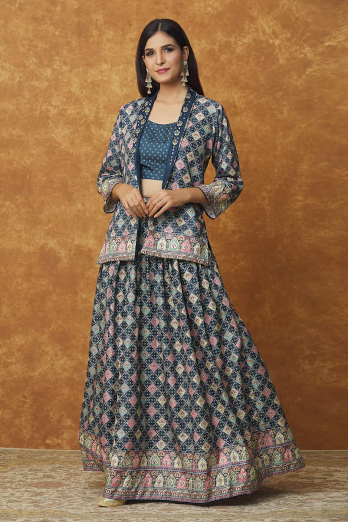 Samyukta Singhania Mughal Floral Print Jacket Lehenga Set