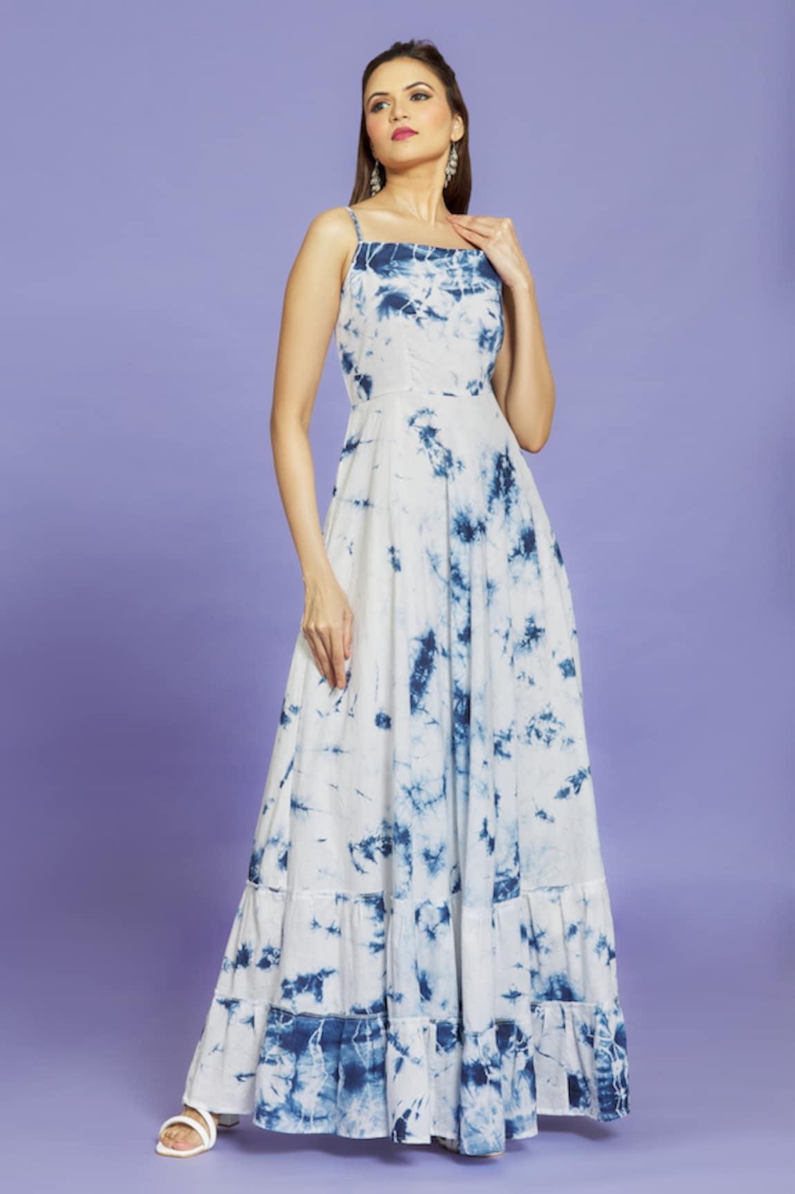 Adara Khan Shibori Pattern Maxi Dress