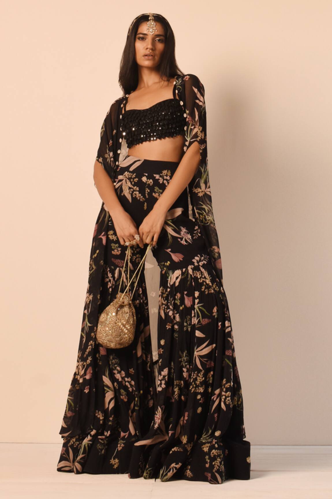 Arpita Mehta Floral Print Cape & Gharara Set