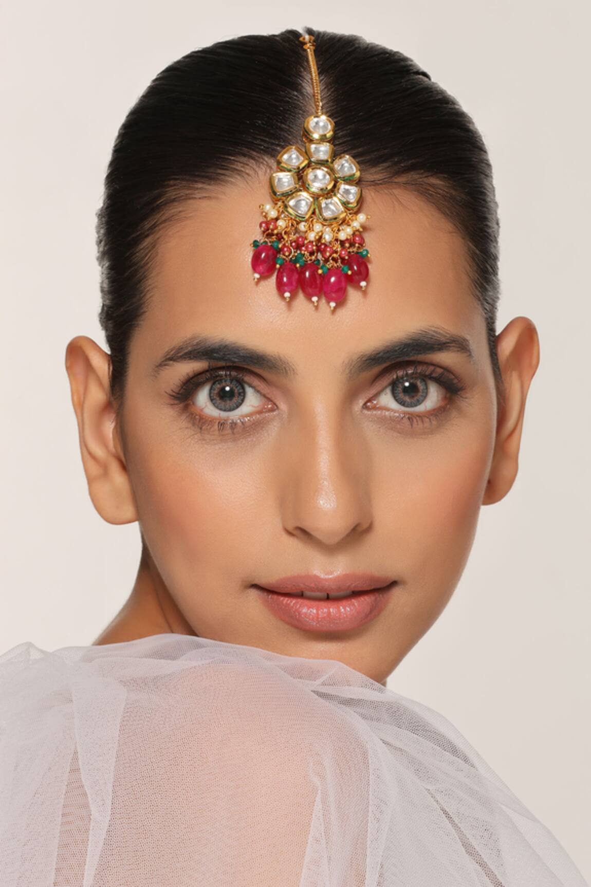 Swabhimann Floral Kundan Embellished Maangtikka