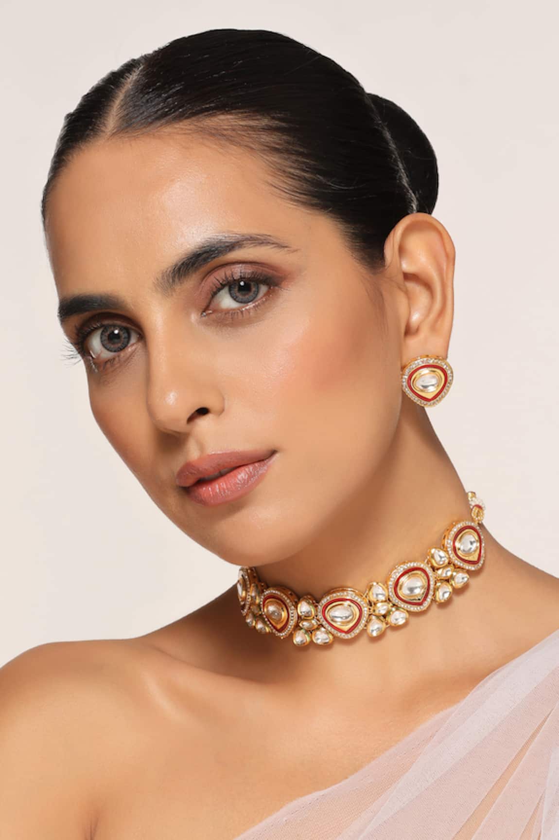Swabhimann Geometric Polki Embellished Necklace Set 