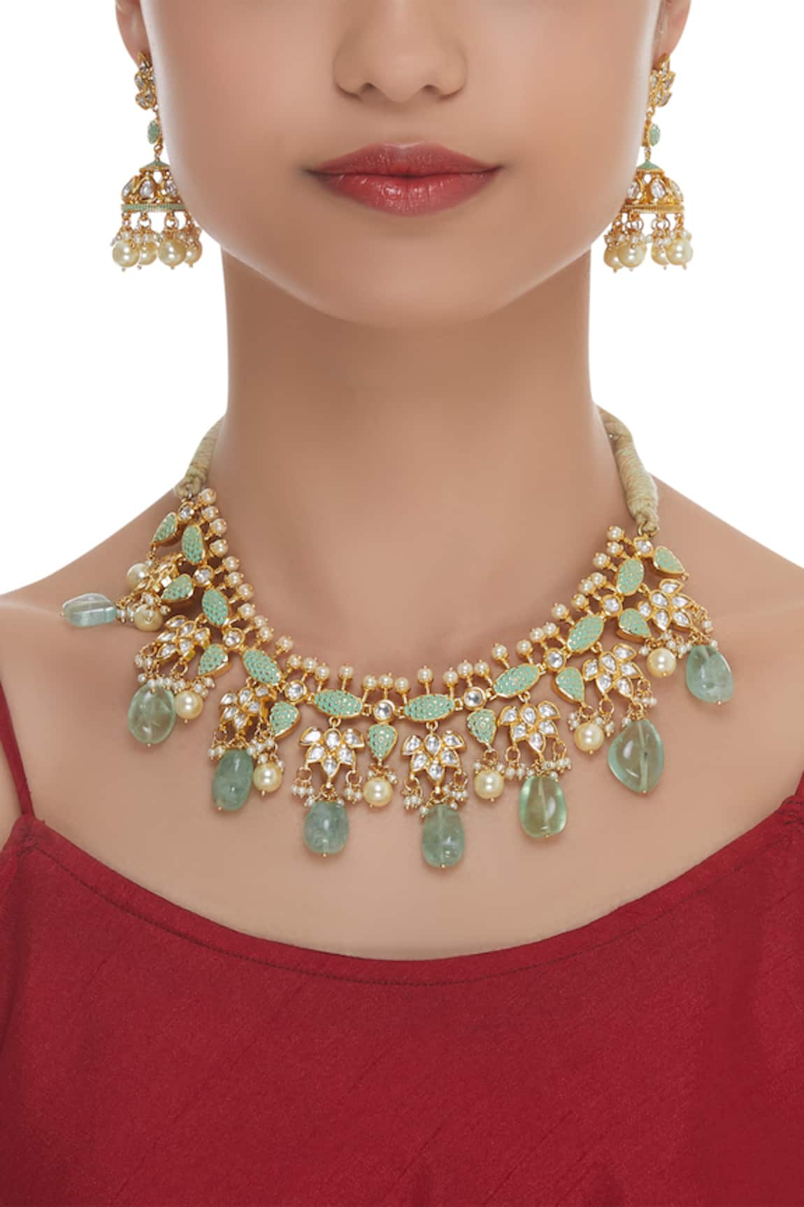 Hema Khasturi Meenakari Embellished Jewellery Set