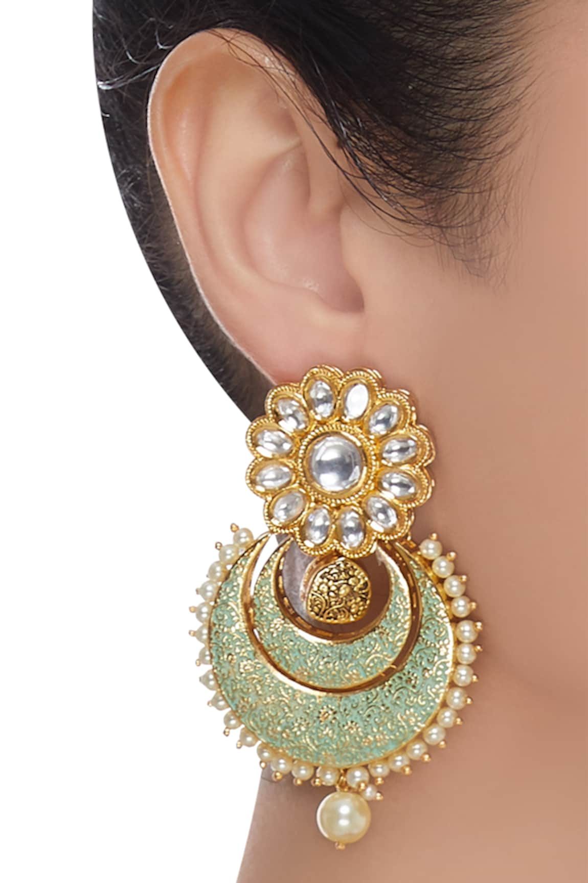 Hema Khasturi Meenakari chandbali earrings