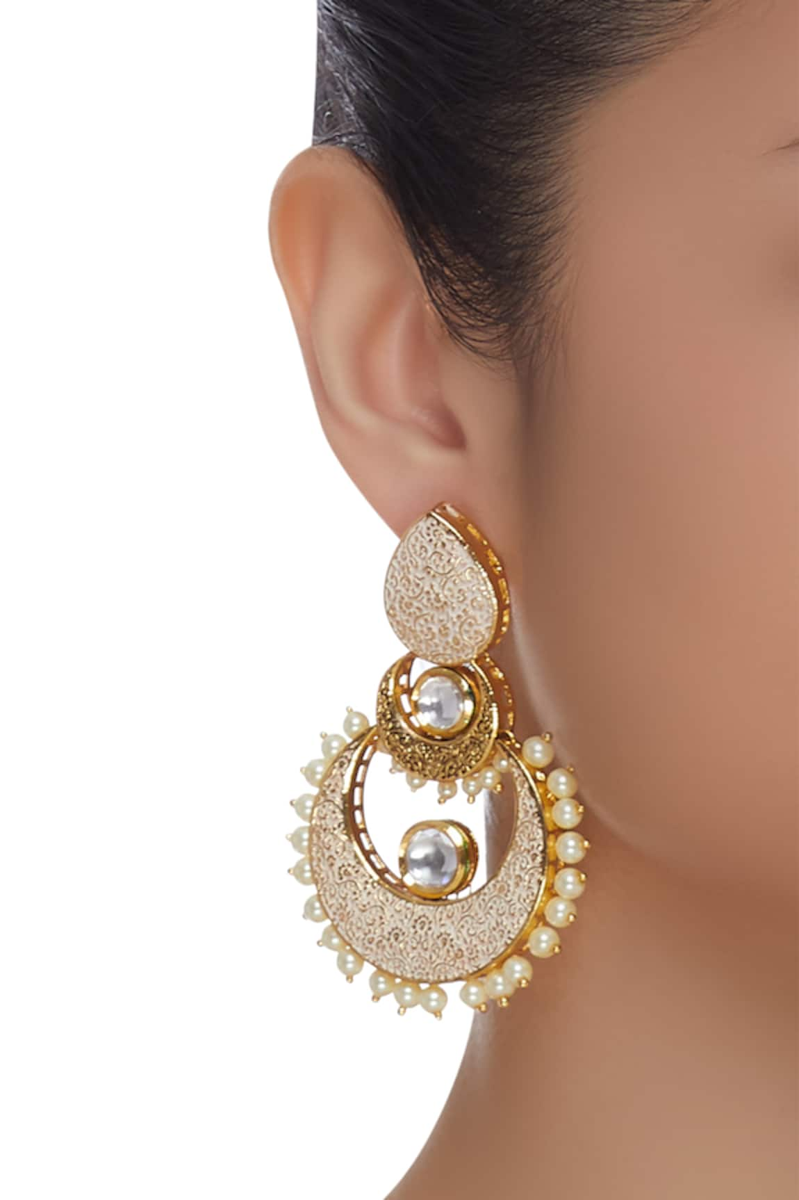 Hema Khasturi Meenakari chandbali earrings