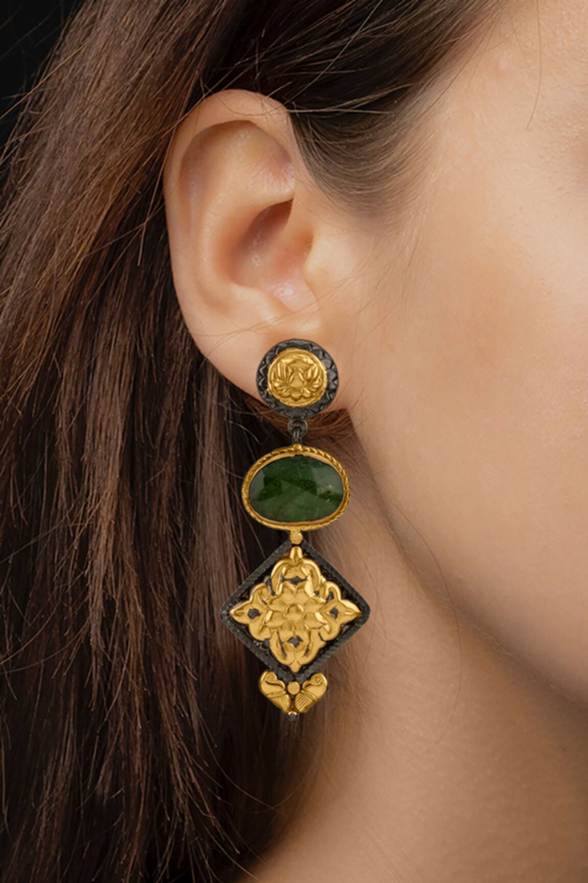 Neeta Boochra Floral Carved Earrings