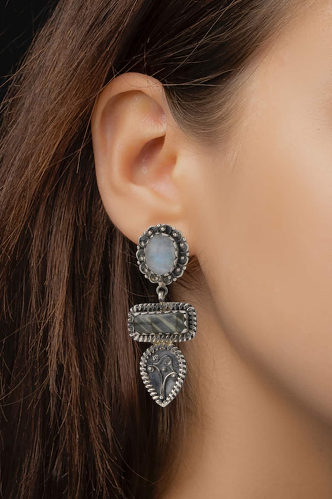 Neeta Boochra Stone Embellished Dangler Earrings