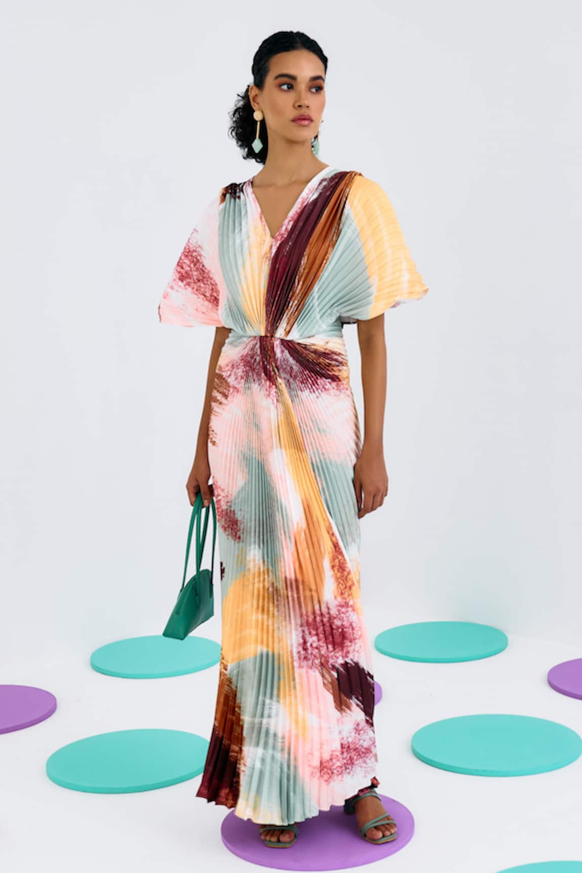 Pleats By Aruni Pleated Abstract Print Gown 