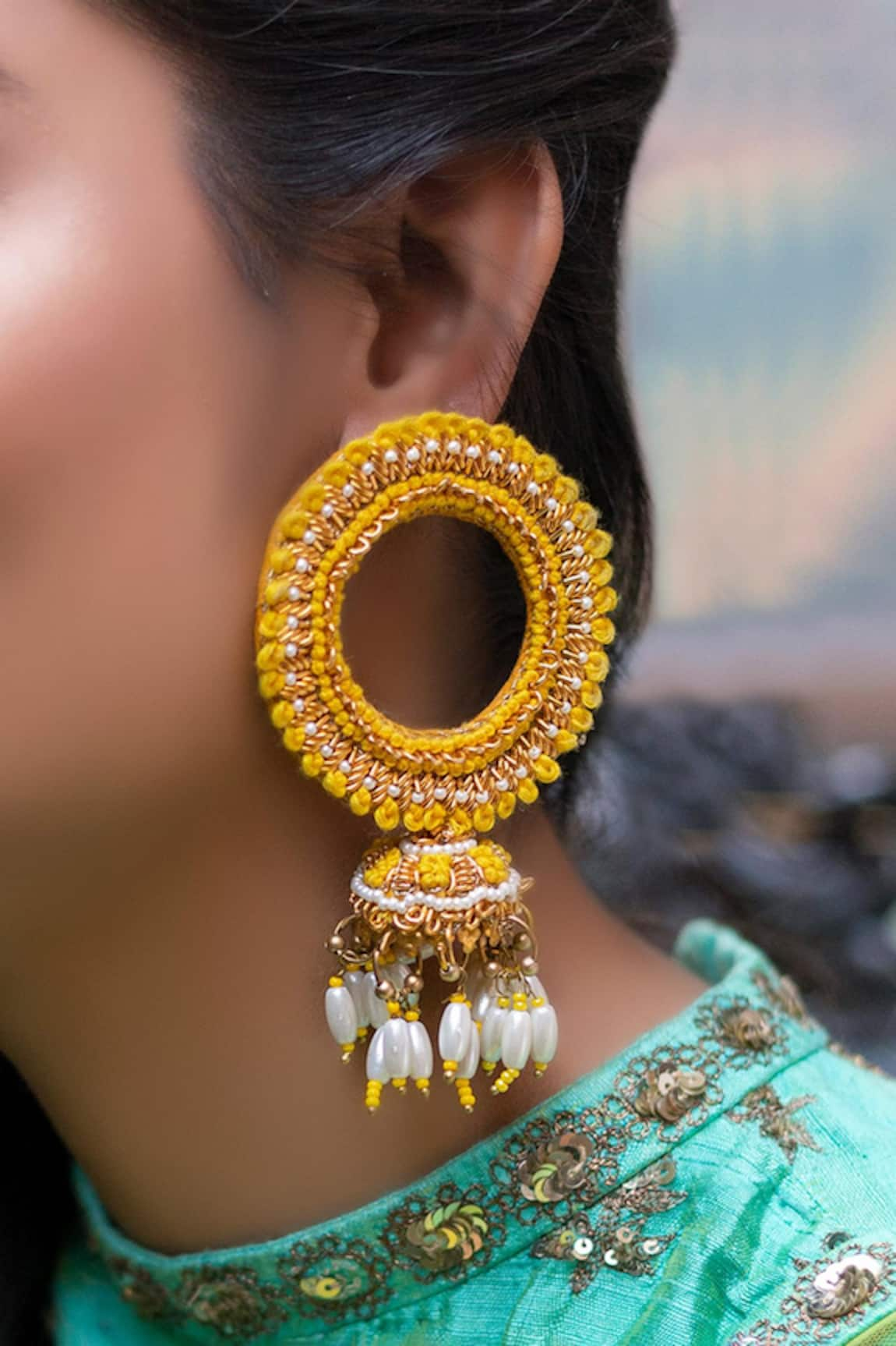 Kanyaadhan By DhirajAayushi Bead Drop Hoops