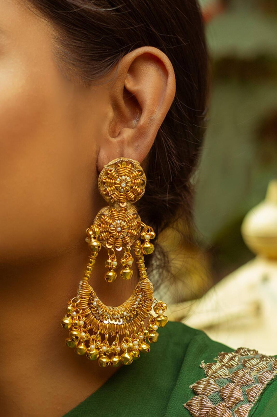 Kanyaadhan By Dhirajaayushi Sequin Embroidered Chandbalis 