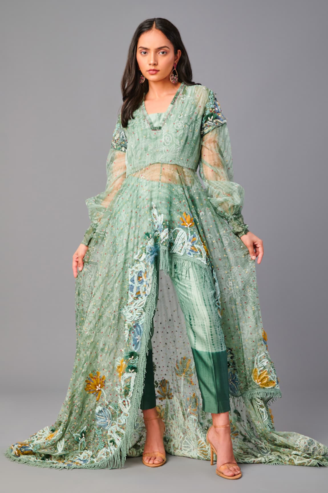 Poonam Dubey Floral Embroidered Tunic & Pant Set