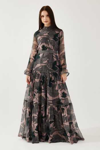 Koai Floral Pattern Belted Dress 