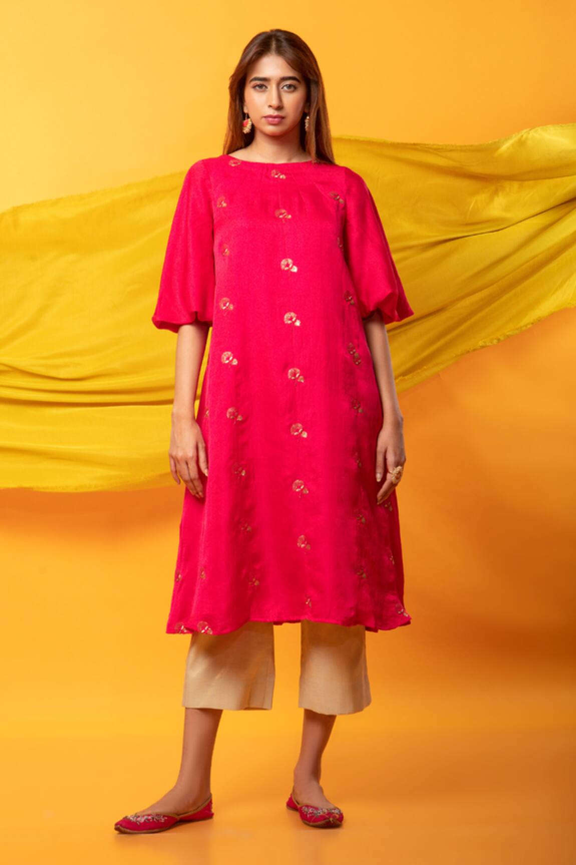 MONK & MEI BY SONIA ANAND Feroz Floral Embellished A-Line Kurta & Pant Set 
