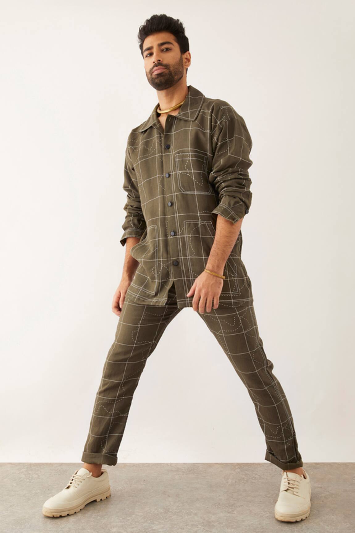 Son of A Noble Snob Yani Topography Print Shirt & Trouser Set