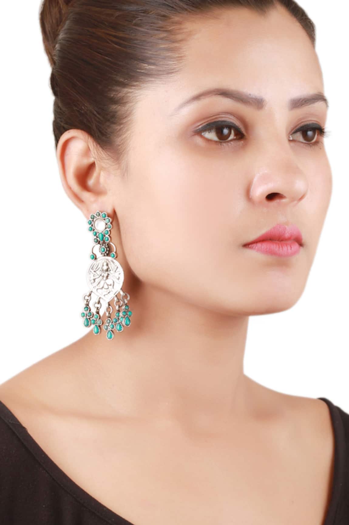 Sangeeta Boochra Temple Motif Carved Earrings 