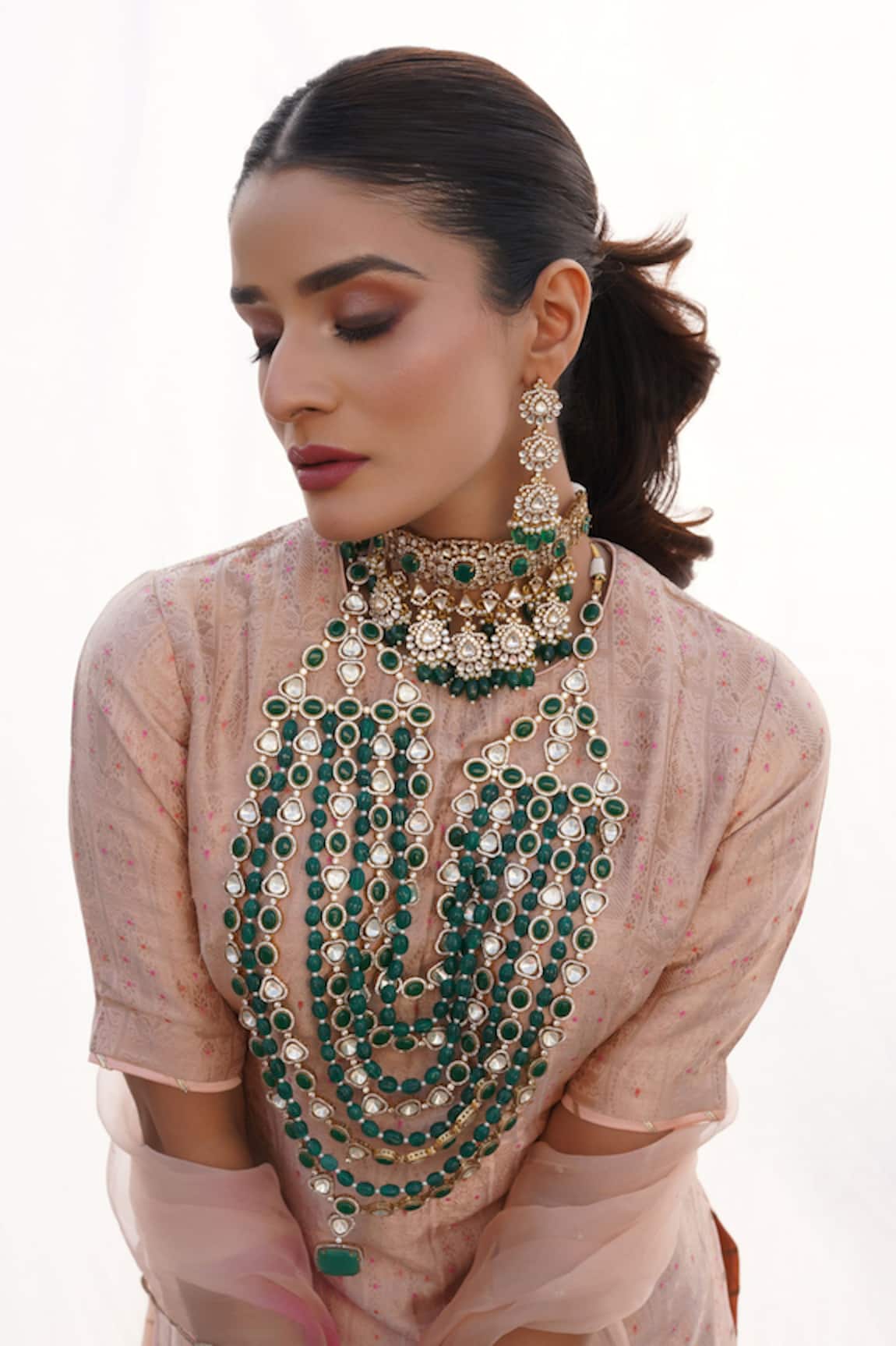 Ekathva Jaipur Jorawar Haar Polki Embellished Necklace Set