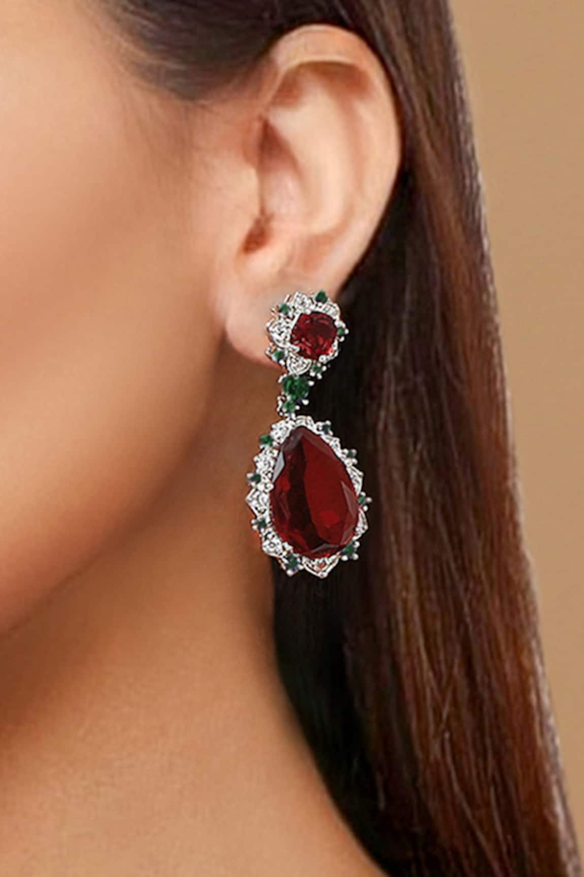 Tizora Stone Embellished Cocktail Earrings