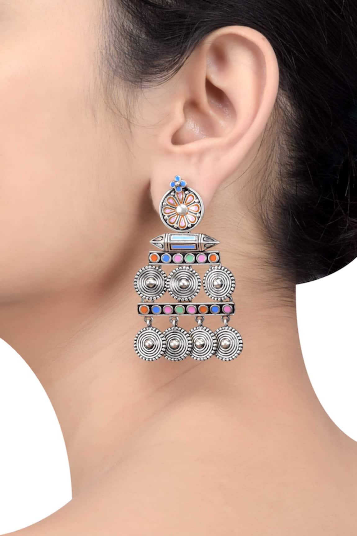Tribe Amrapali Coin Charm Taveez Earrings 