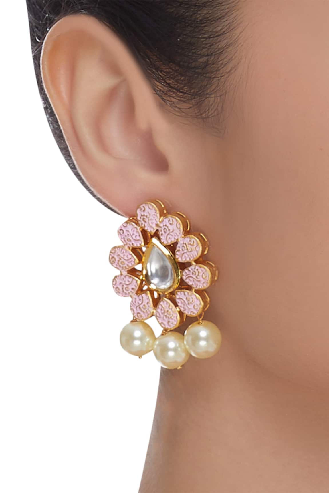 Hema Khasturi Meenakari drop studs