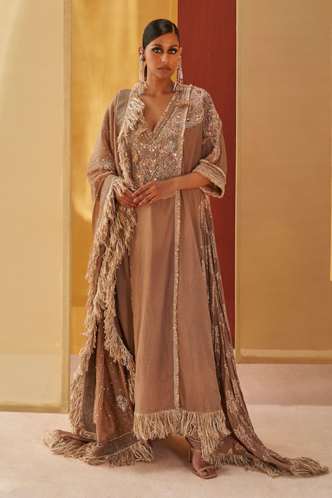 Priyanka Singh Zardozi & Sequin Embroidered Pheran & Salwar Set