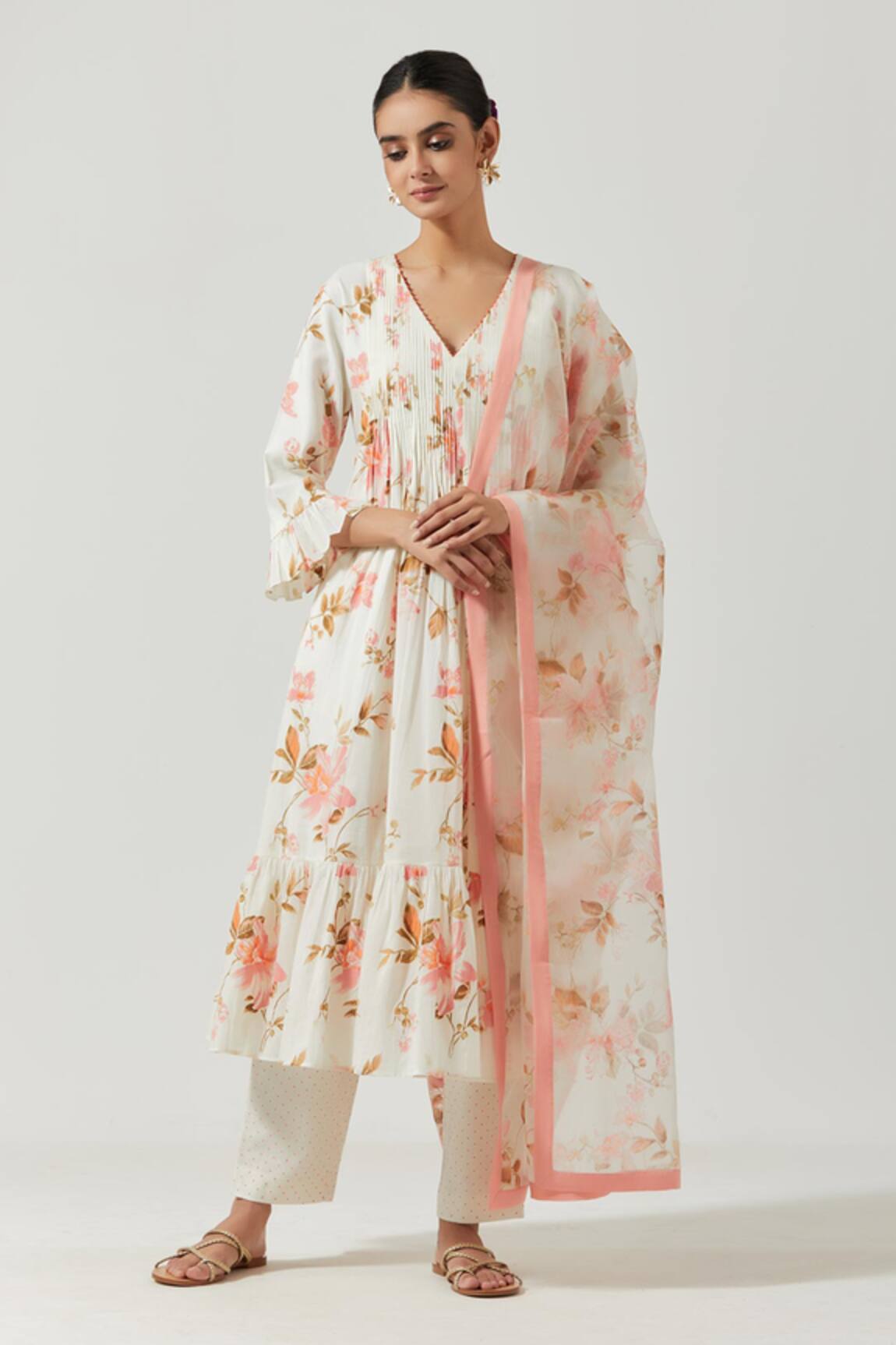 Label Earthen Tiered Kurta Set